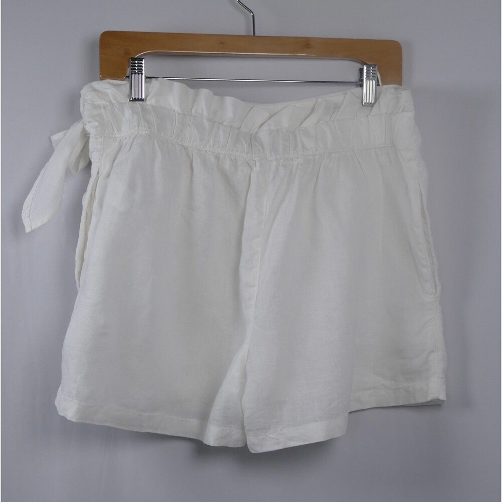 Christian Siriano NY 100% Coastal Linen Skort Women’s L White Bow Elastic Waist - Picture 2 of 5